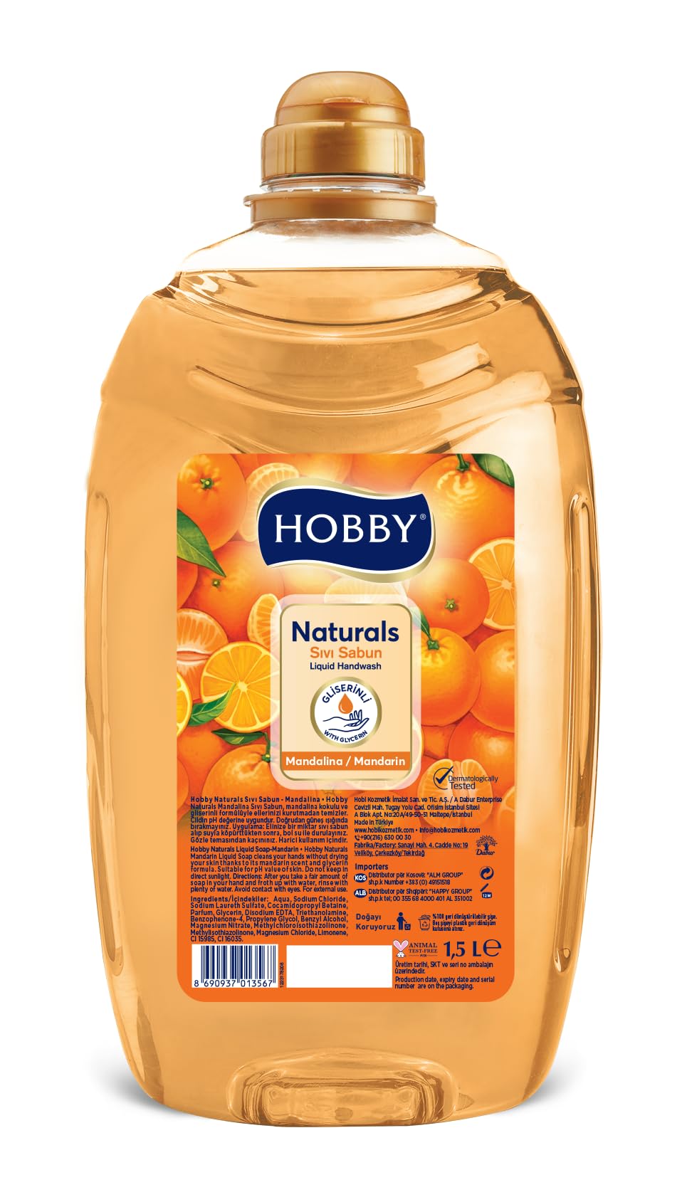 Hobby Sıvı Sabun Naturel Mandalina 1500 Ml