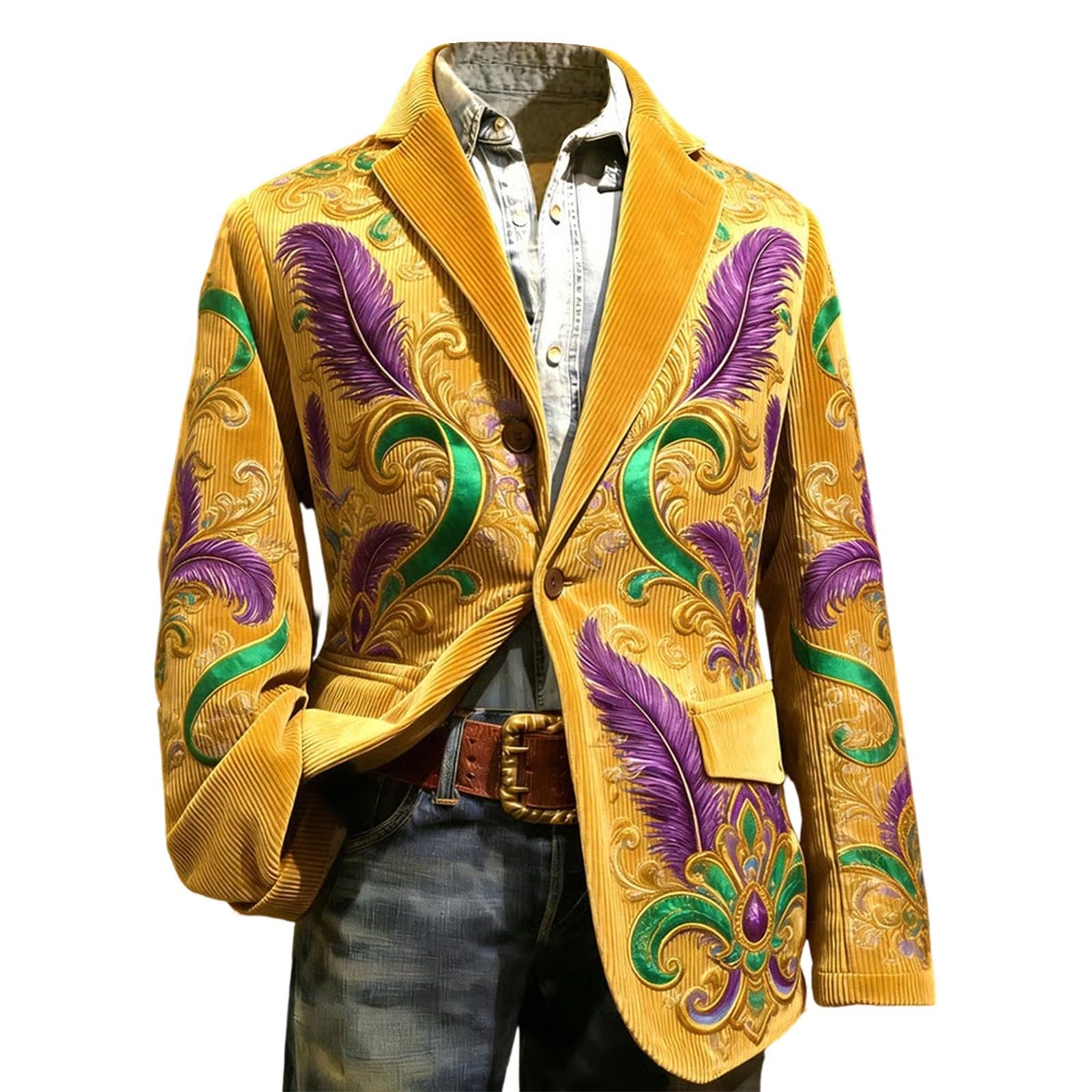 Elegante chaqueta de pana con estampado de esmoquin para hombre, estilo casual, para fiestas, bodas, celebraciones, discotecas, escenarios (8)