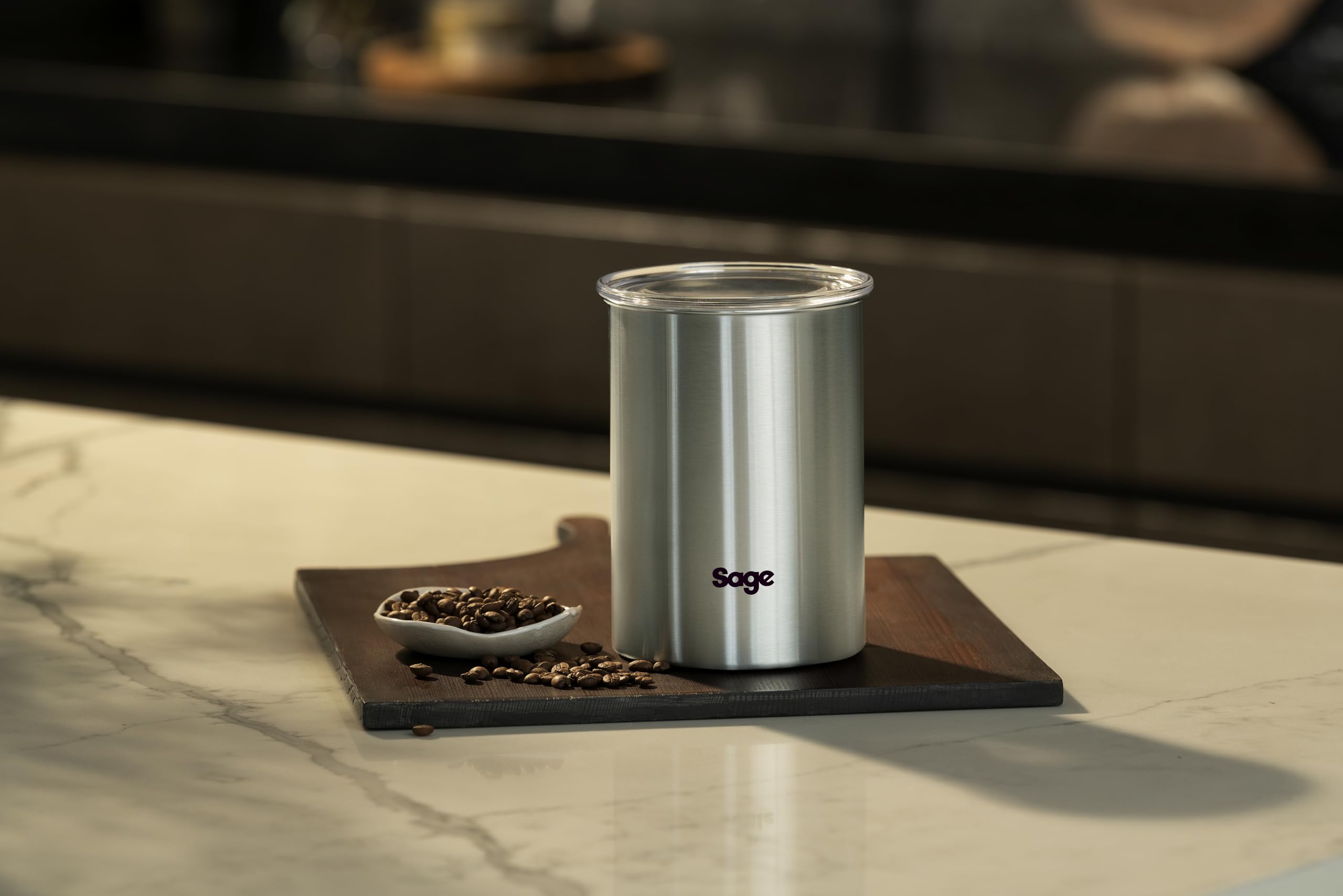 Sage - The Bean Keeper Coffee Canister - Contenitore Salva-Freschezza per Caffè - Capacità 500g, Sigillo di Freschezza, Progettato per Macchine da Caffè Acciaio Inox