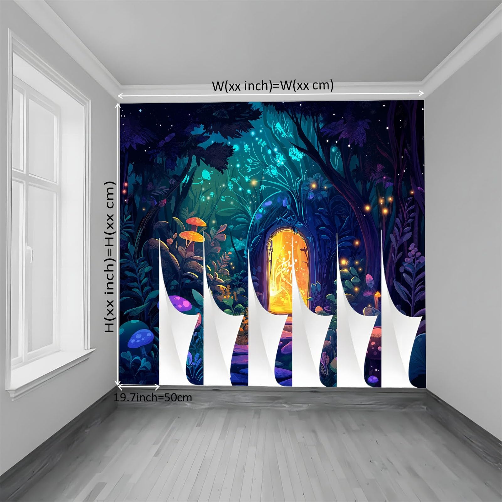 Generico Magiczny las z grzybami tapeta efekt 3D, 500 x 280 cm fototapeta z włókniny | Dekoracja ścienna tapeta do sypialni, kolor