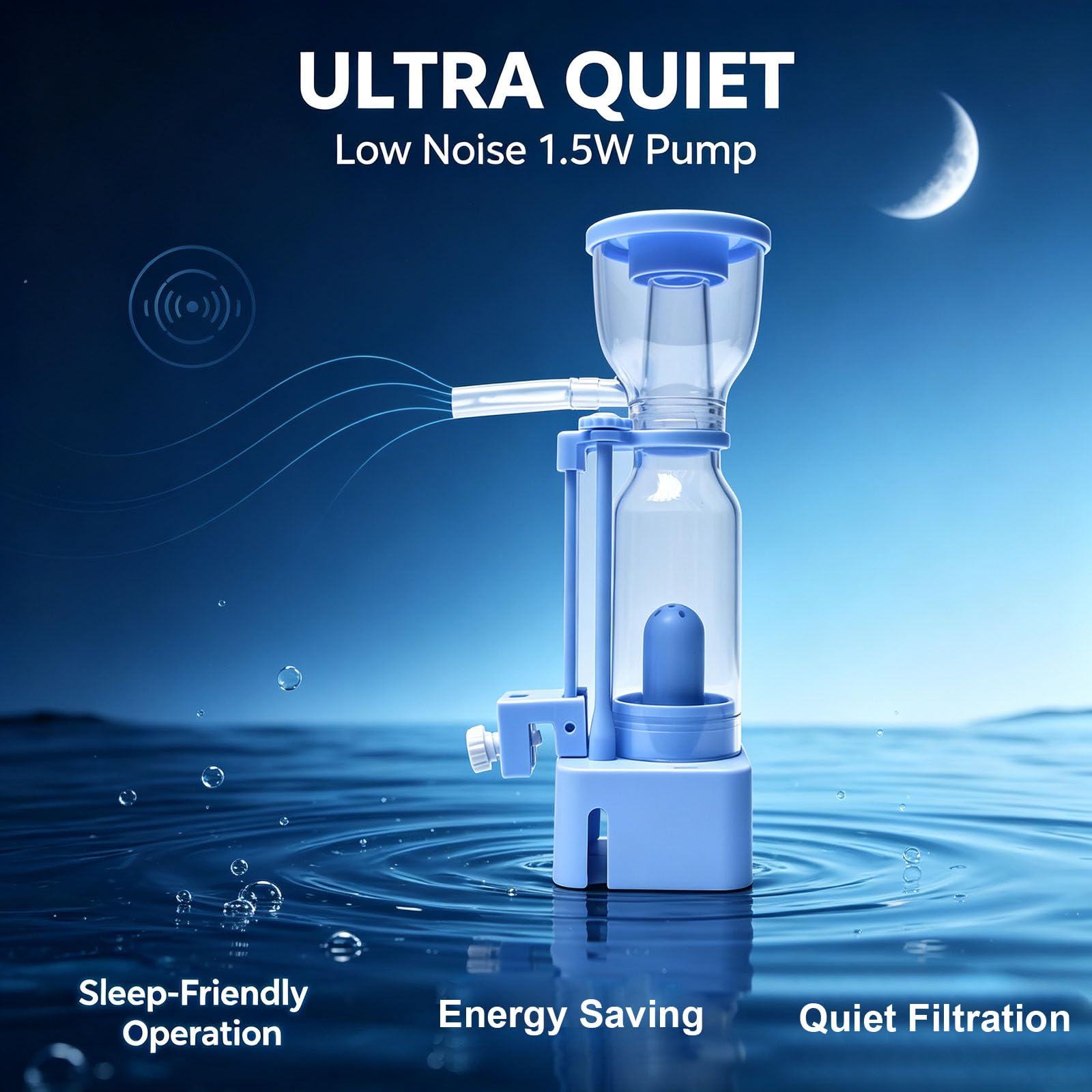 Écumeur De Protéines pour Aquarium De 20 L, Petit Filtre D'aquarium, Tige De Réglage Fixe, Débit Réglable, Amovible, Fonctionnement Silencieux, pour Petits Coraux Et Eau De Mer