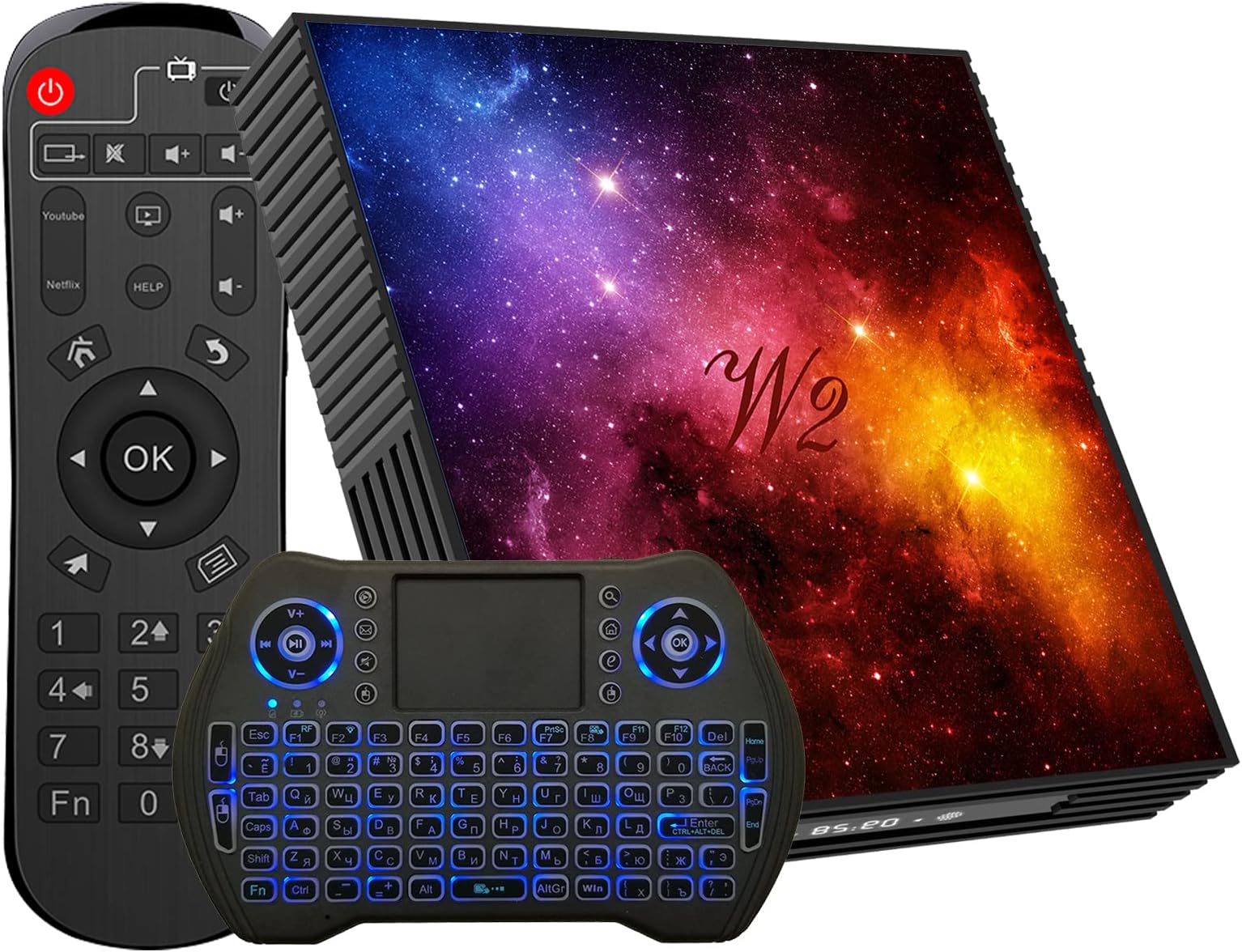 PINSTONE Android Box 4GB RAM 128GB ROM Smart Box Built-in 2.4G/5G WiFi Bluetooth 4.2, Media Player Supports 4K 3D UHD Video with Mini Wireless Keyboard