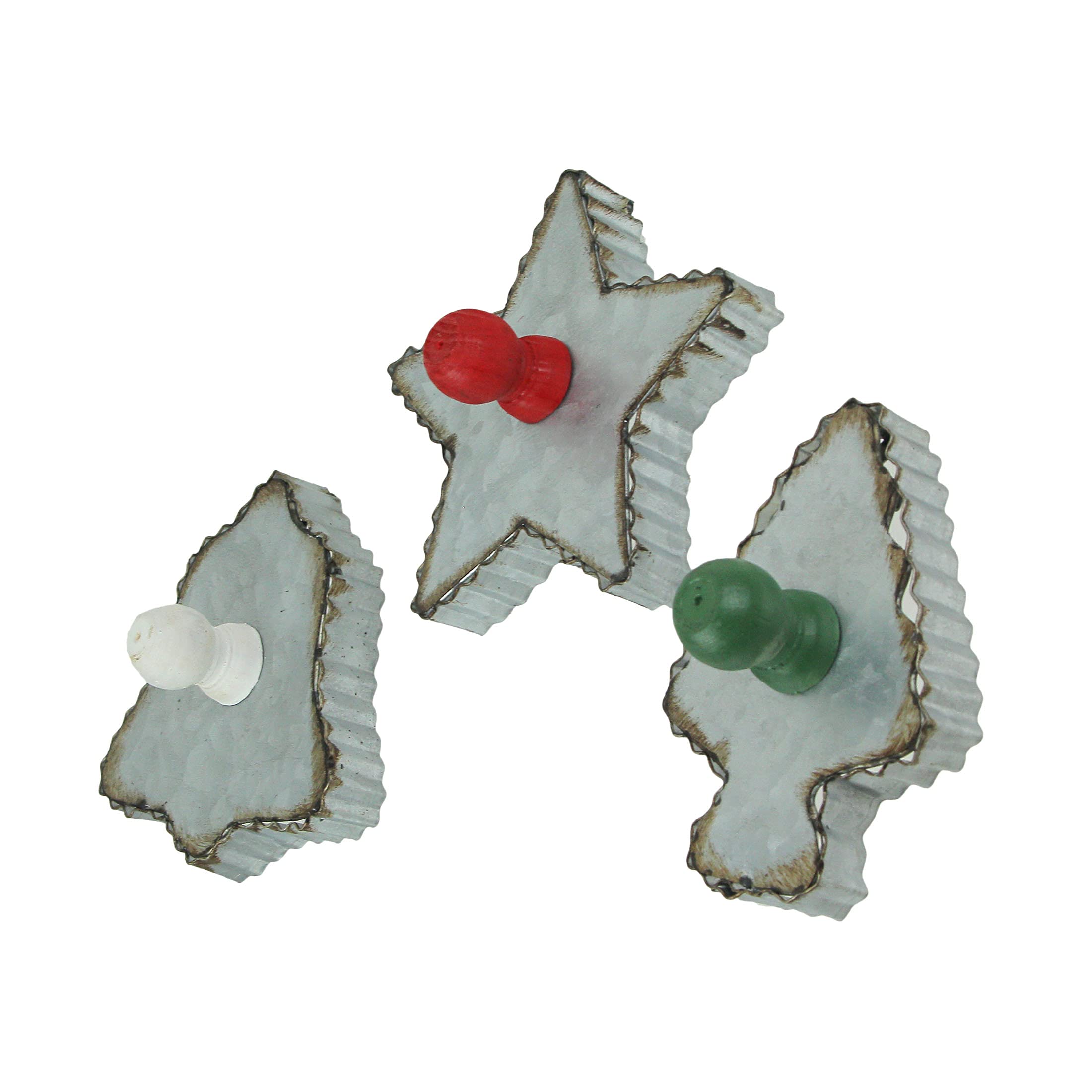 Zeckos Set of 3 Oversized Galvanized Zinc Finish Holiday Christmas Cookie Cutter Wall Hooks - Perfect for Adding a Festive and Unique Touch to Your Kitchen Space