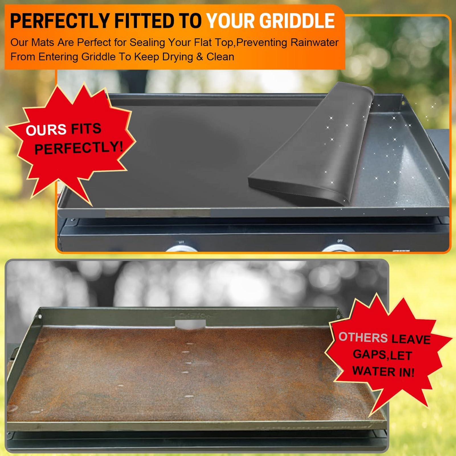 Silikon-Grillmatte, Grillabdeckung, Schutzhülle für Grills, BBQ-Grillmatte für Outdoor-Koch (36 Zoll Grauer Griff)