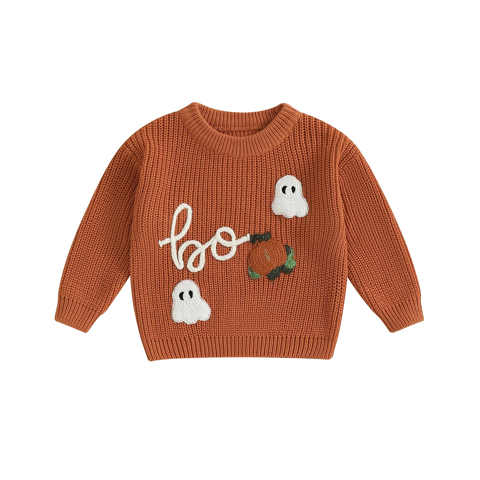 LSFYSZD Toddler Baby Girls Boys Halloween Pumpkin Sweaters Long Sleeve Crew Neck Winter Warm Knitwear Pullover Jumpers Top — view 180