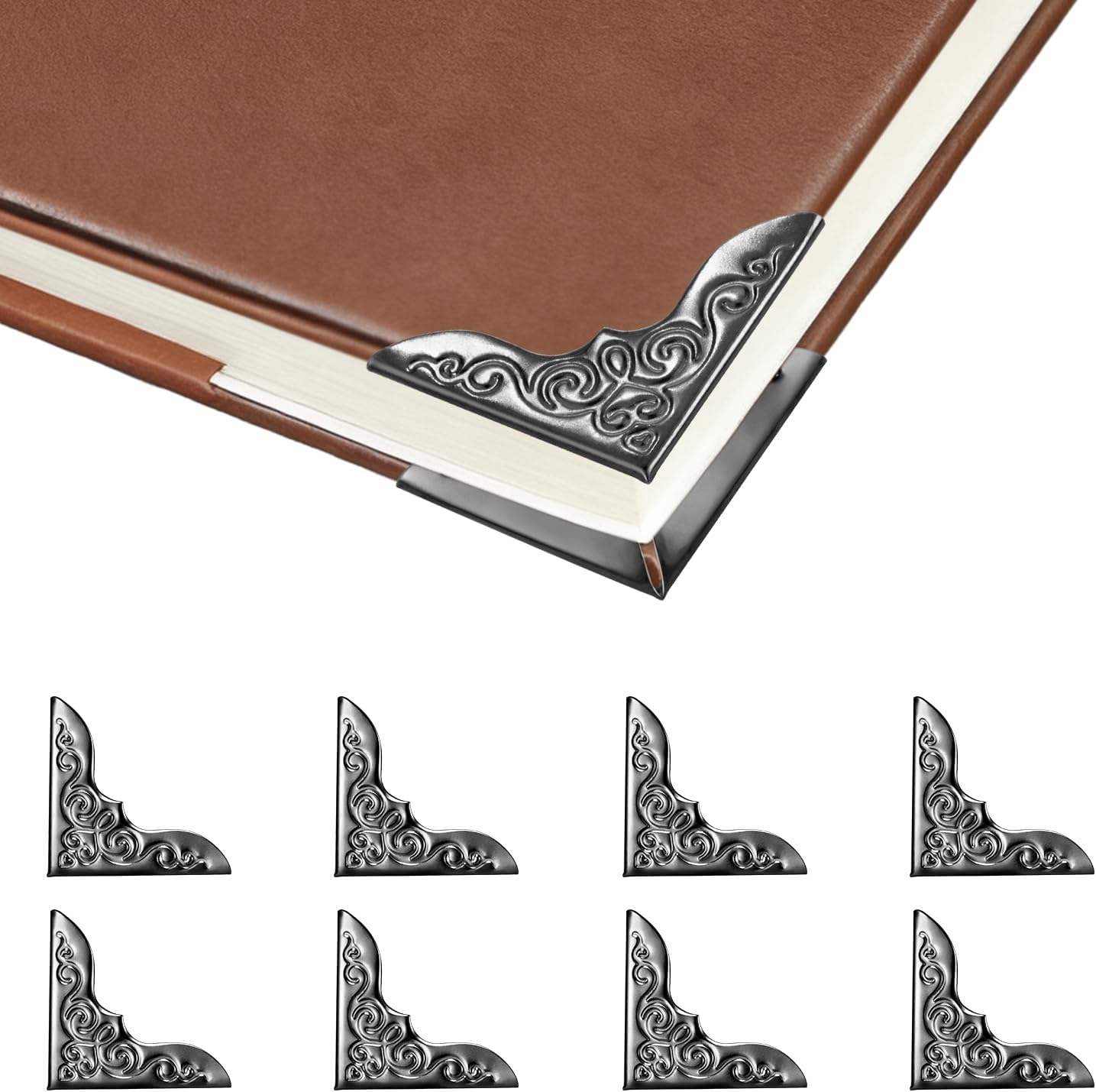 100pcs Metal Book Corner Protectors,Black Decorative Scrapbooking Photo Mounting Corners, Paperbacks Book Edge Protectors Picture Frame Crafting DIY Crafts, Journal Album Edge Guards