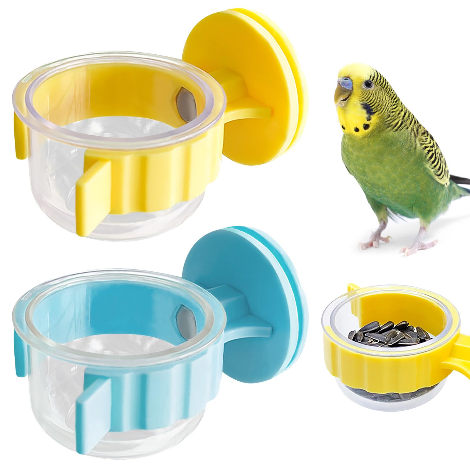Simsky 2 Stück Vogel Futternapf zum Einhängen, Vogelkäfig Zubehör für Wellensittich, Ratten Zubehör & Kleintiere, Futternapf für Wellensittich Zubehör, Nager Käfig für Hamster, Mäuse & Vögel