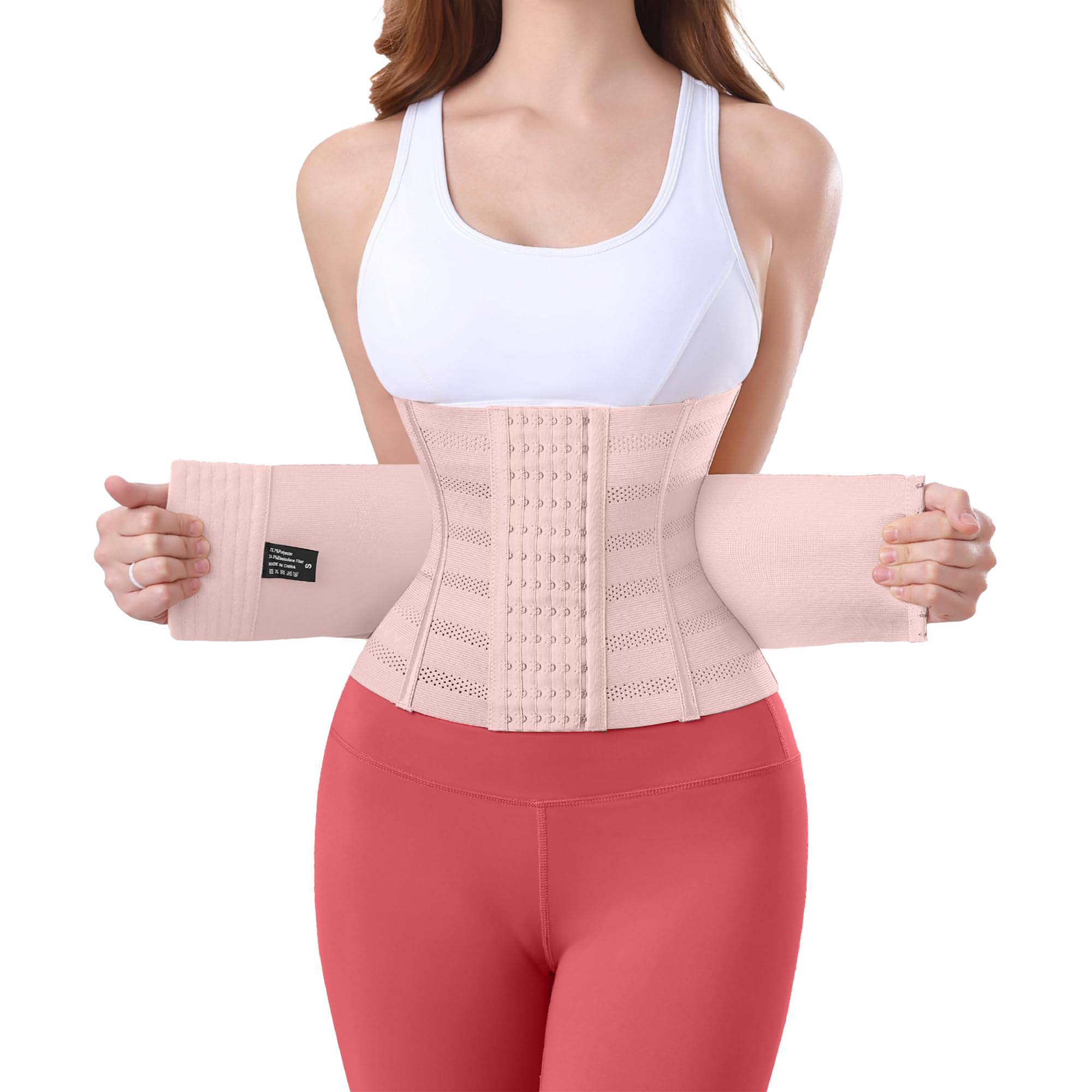 PQWEUU Waist Trainer Belt Adjustable Back Support Workout Belly Band for Women Men, Body Shaper Sports Girdles, Postpartum Belly Band Wrap, Waist Trimmer (Pink, 3XL)