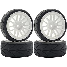 RC 1/10 On Road Touring Tires & Wheels 12mm Hex Hard Plastic Rims OD 65mm Street Racing Tyre for 110 1/12 Rally Drift Car Tamiya TT01 TT02 Traxxas XV02 XV01 HPI KYOSHO PTG2 4PCS White