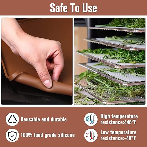 Miniatura 6 de 8 alfombrillas deshidratadoras de silicona, 10 hojas de deshidratador de pantalla de malla, antiadherentes, bandejas reutilizables para secadora de