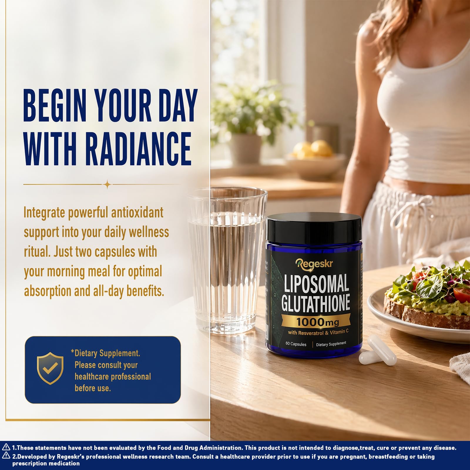 Pure Reduced Liposomal Glutathione Supplement, Handcrafted 1000mg Glutathione Blend with Resveratrol & Vitamin C, Physicians Choice，Liver & Immune Wellness Support, 1 Bottle (60 Capsules) — Amazon image 5
