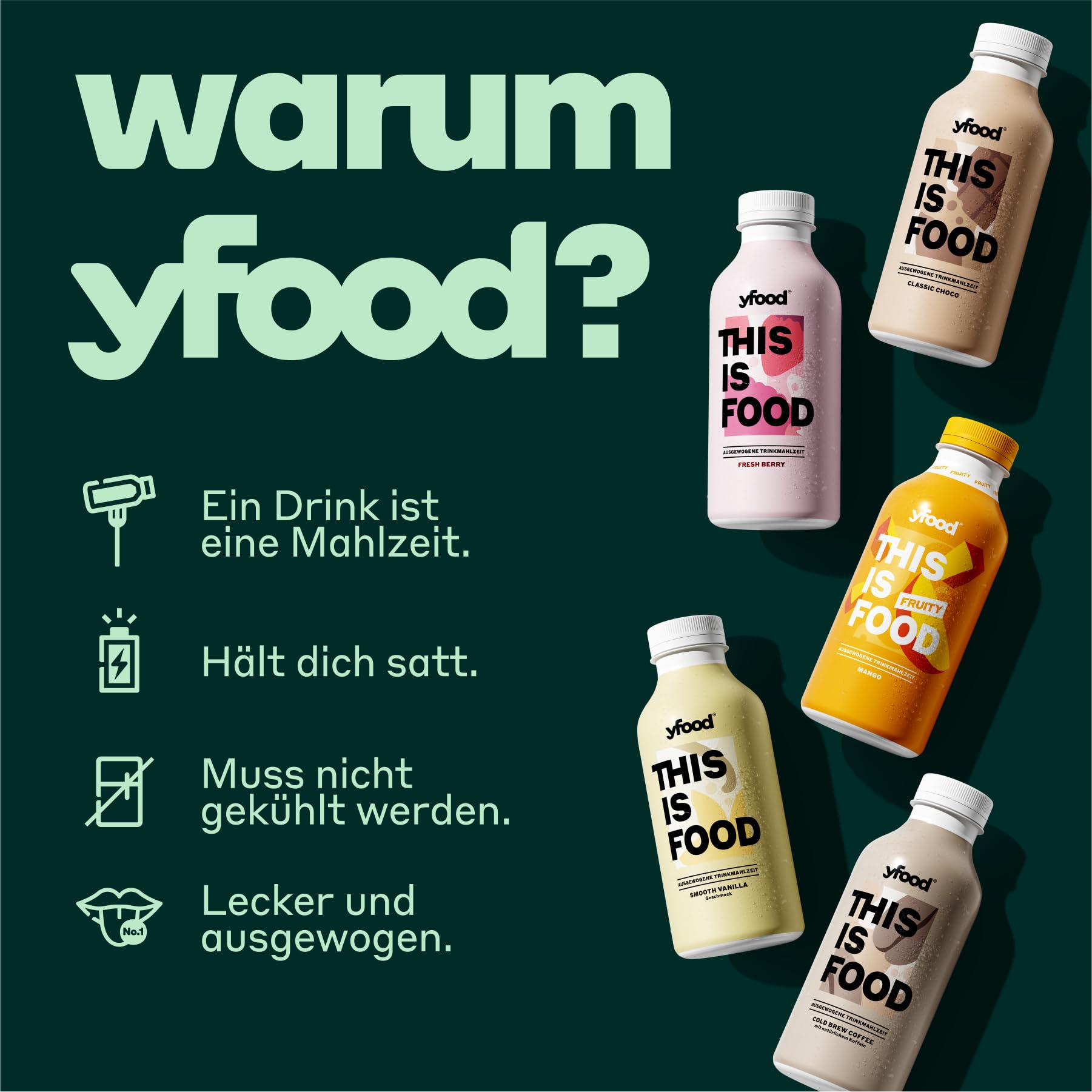 yfood Trinkmahlzeit Probierpaket Classic, 5 x 500ml, inkl. 1,25 € Pfand (5 x 500 ml, Probierpaket classic) - Vollwertig & ready-to-drink