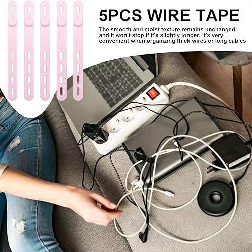 Miniatura 4 de Bridas de silicona  5 bridas de silicona para cables, organizador de cables reutilizable  Organizador de cables de viaje de silicona reutilizable
