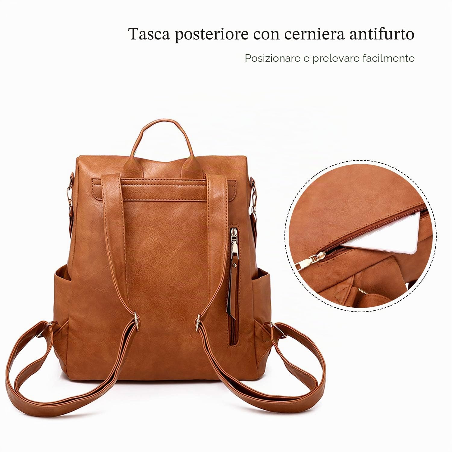 FANDARE Zaino da donna 3 in 1, borsa a mano per ragazze, in pelle PU, da donna, borsa a tracolla da viaggio, per università, viaggi, tempo libero, lavoro, scuola, ufficio, giorno