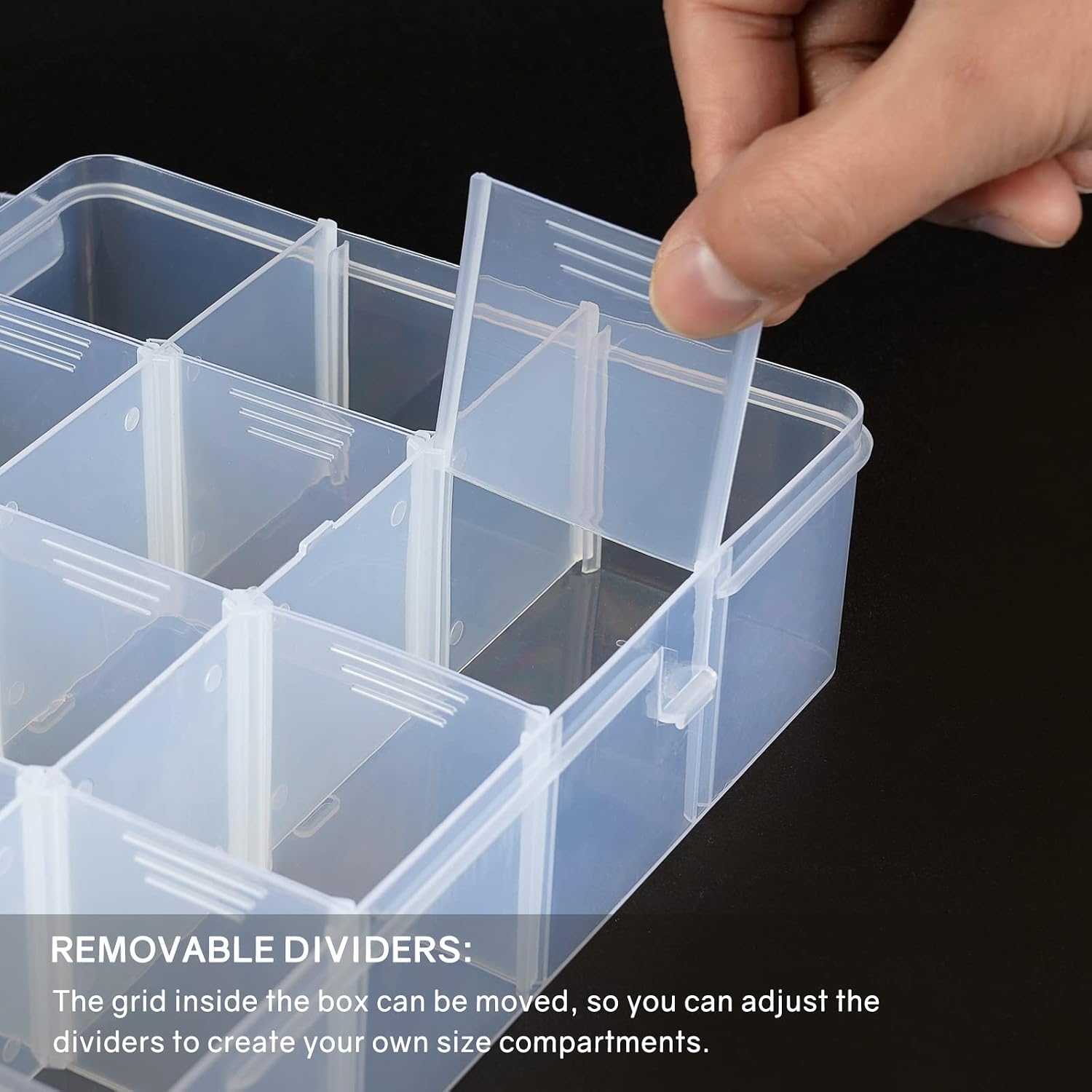 BTremary 15 Grids Clear Plastic Storage Box with Compartment, Craft Organizers and Storage, Transparent Jewelry Storage Box, Small Parts Organizer for Sewing Bead Washi Tape Thread