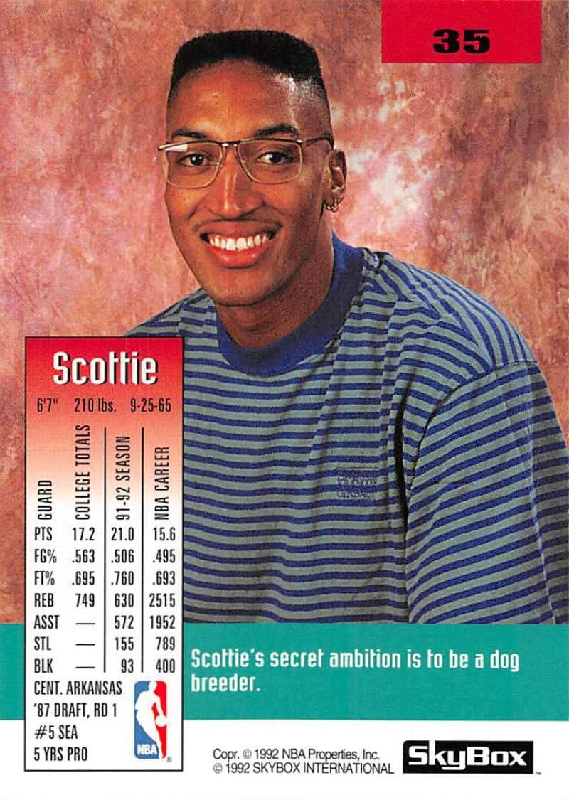 Amazon.com: 1992-93 SkyBox Series 1 Basketball #35 Scottie Pippen