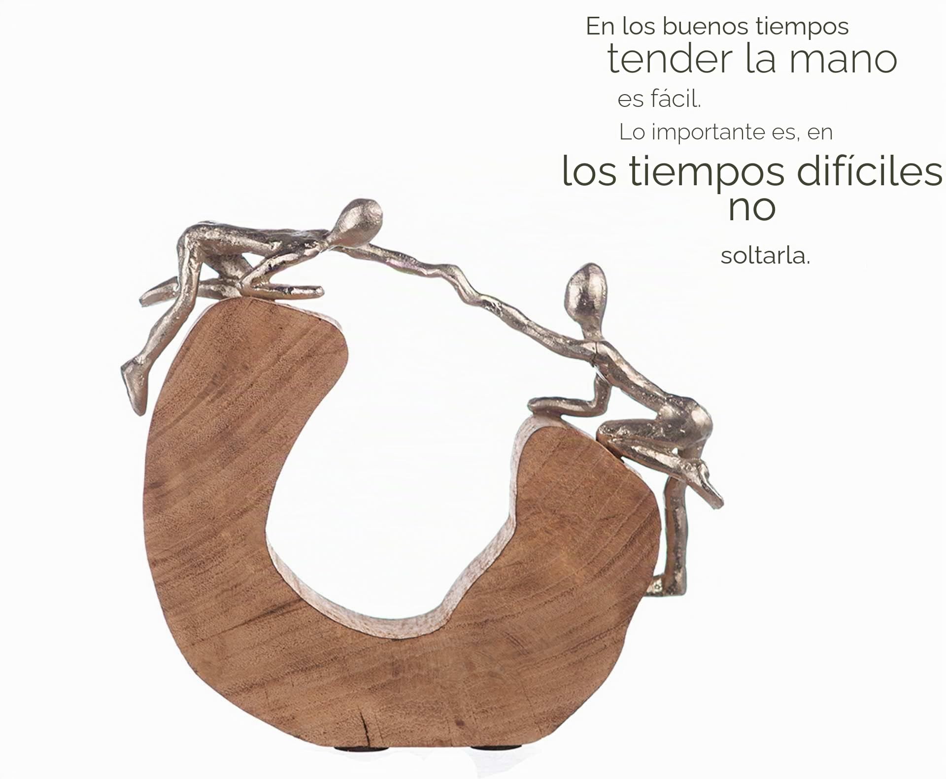 Casablanca - Escultura Decorativa - Soporte - Madera de Mango/Aluminio - Hecho a Mano - Altura 24 cm