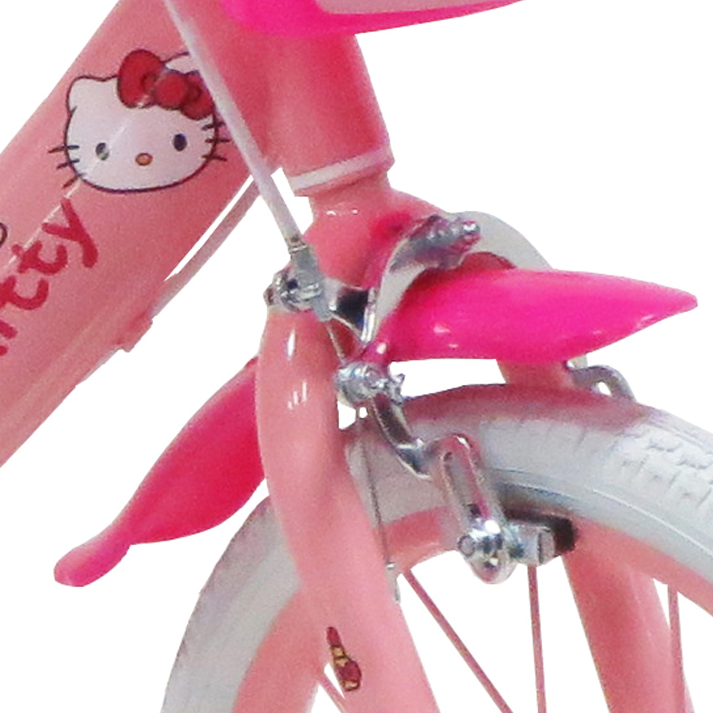 Denver Bike Bicicletta Bambina 16 Pollici Licensed Hello kitty, 4-6 Anni, Rotelle Removibili, Freni Caliper Anteriore/Posteriore, Telaio Acciaio, Ruote Gonfiabili, Trombetta e Portabambola