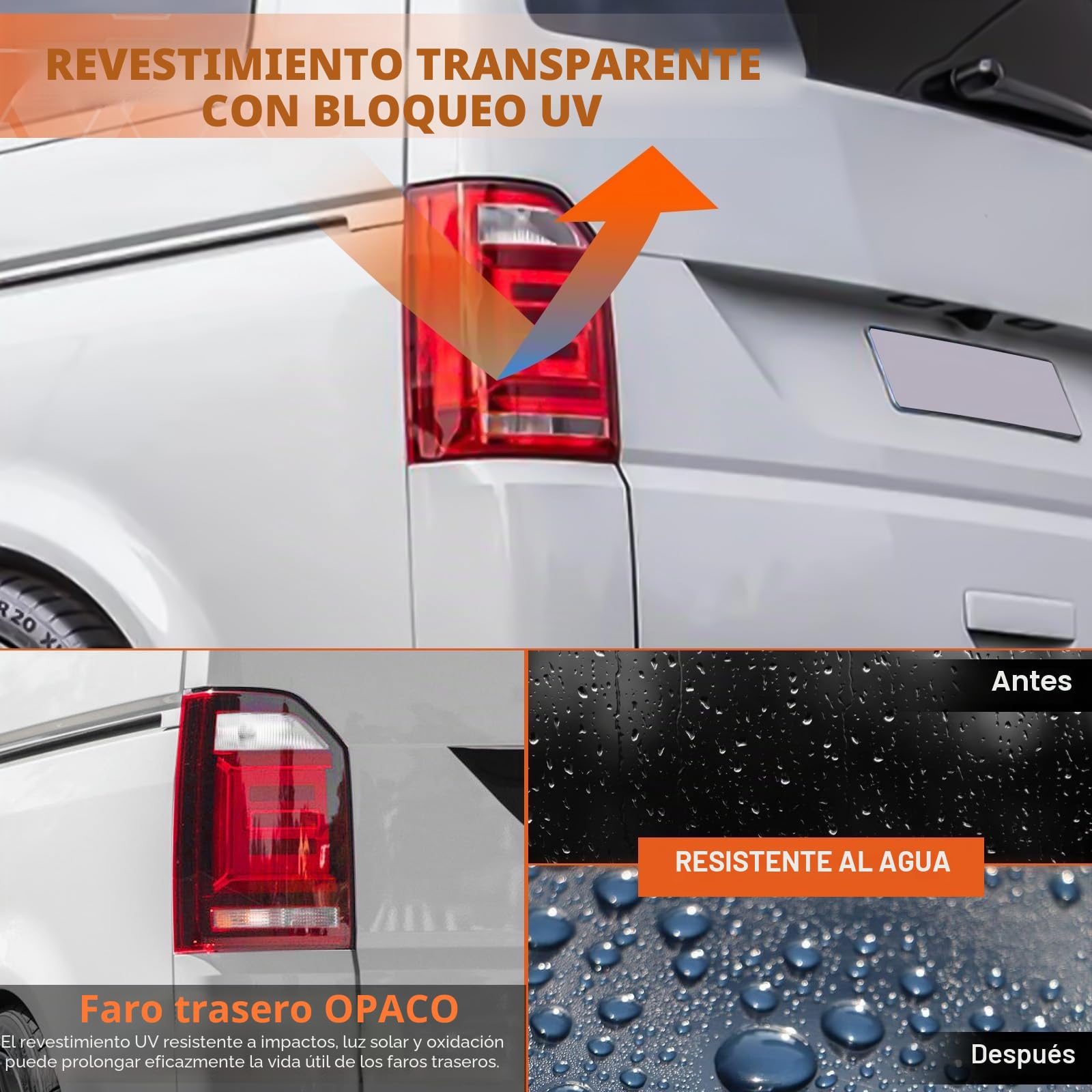 Luz trasera sin bombilla izquierda de repuesto para VW Transporter T6 Van 2015 – 2019, luz trasera básica roja transparente, 7E0945095K 7E0945095R 7E0945095AA 7E0945095AD