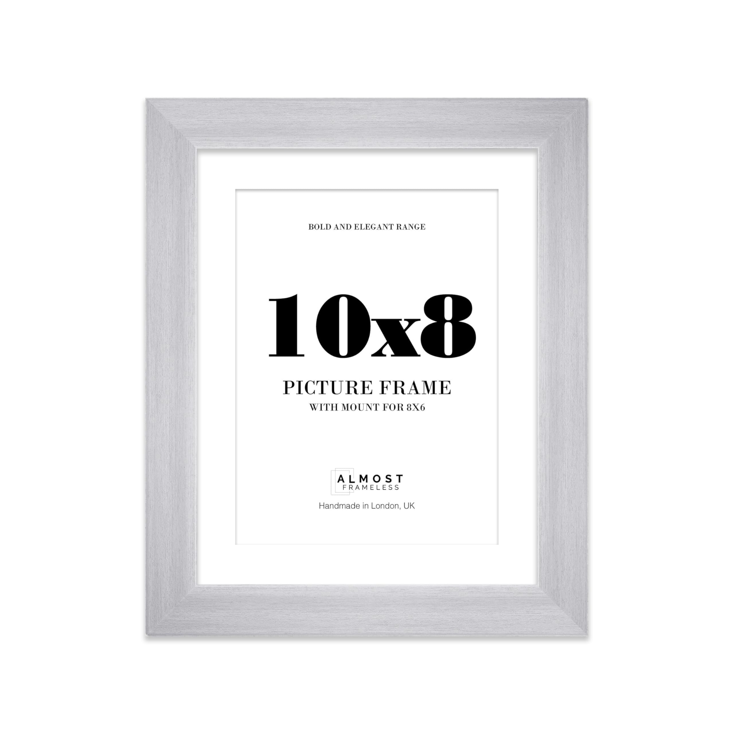10x8 Silver Frame With Mount for 8x6 Pictures 28mm Edge Portrait and Landscape Display with Wall Hooks and Kickstand, 1 Pack