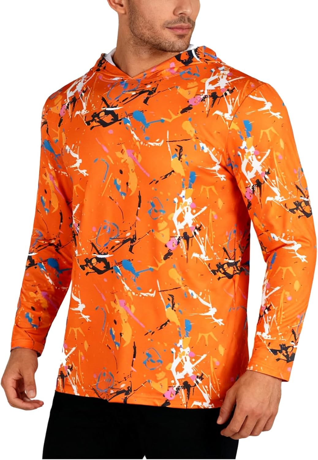 Men's UPF 50+ Sun Protection Hoodie Shirts UV SPF Hi Vis Long Sleeve Rash Guard Fishing Hiking T Shirts Quick Dry