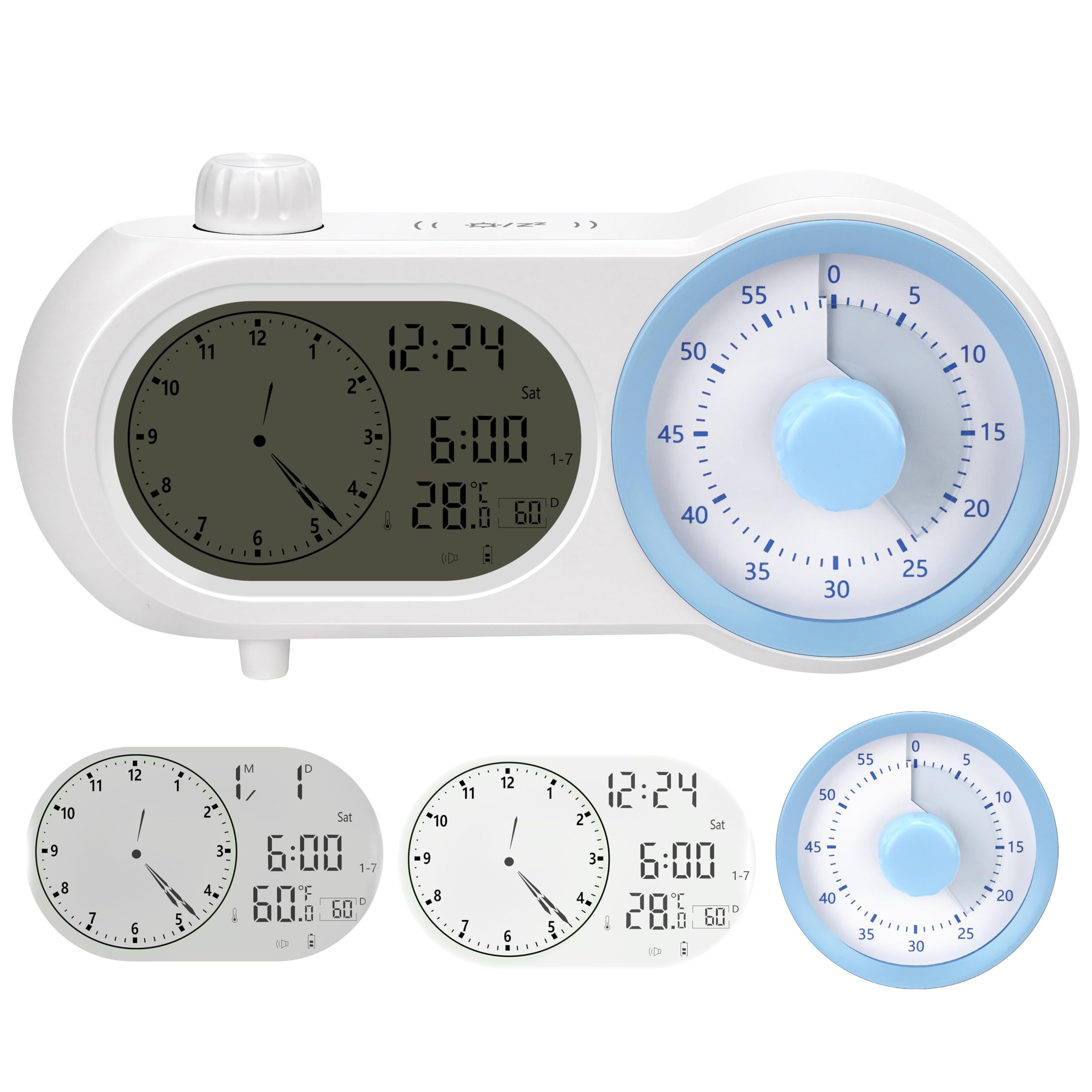 Lumuasky Digital Alarm Clock Visual Timer Silent Night Light with 60-Minute Countdown & 199-Day Count-Up, 3 Alarms, Snooze, Temperature Date Management Clock for Classroom, Home, Study (Blue)-image-35