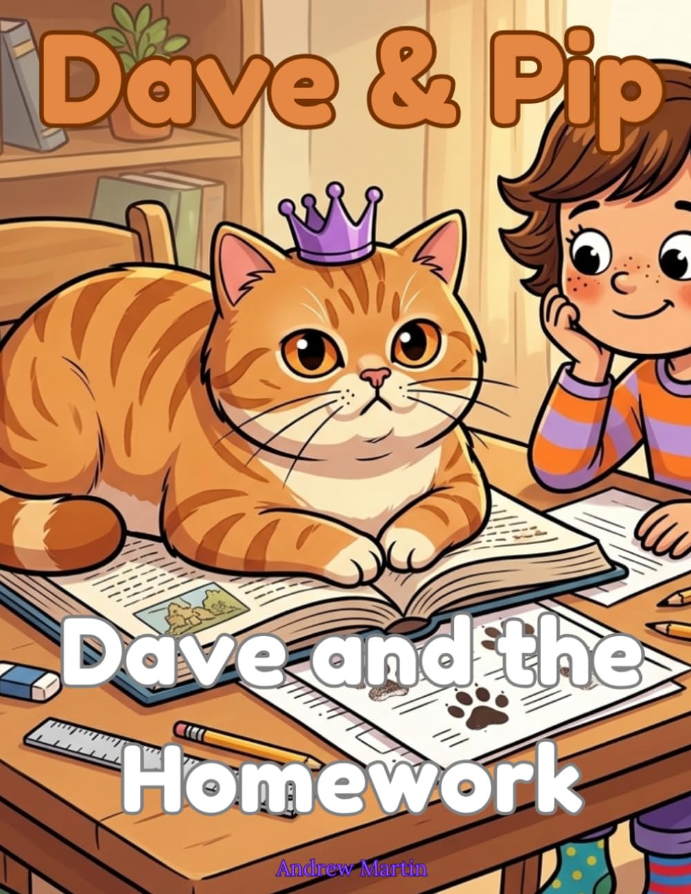 Dave & Pip: Dave and the Homework: A Funny Cat Story and Colouring Book for Kids Ages 5-9 (Dave & Pip: Standalone Stories)