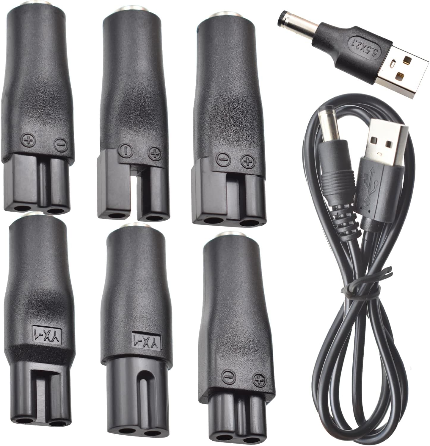 8 PCS Power Cord 5V Replacement Charger USB Adapter Suitable for Hair Clippers, Beard Trimmers, Shavers, Beauty Instruments, Desk Lamps, Purifiers.