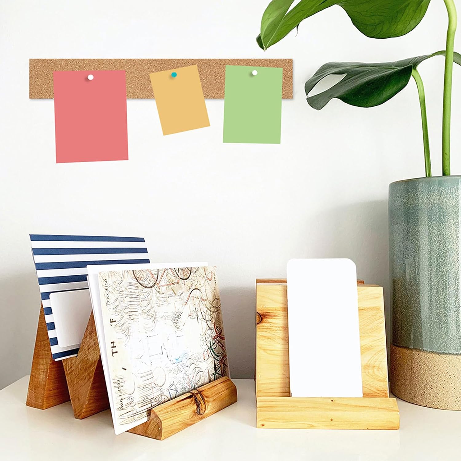 Gatuida 3pcs Adhesive Frameless Cork Board Strips for Office Wall Organizer, Thick Cork Bulletin Board Strips for Memo and Decorative Pinboard, 30cm X 5cm X 10mm