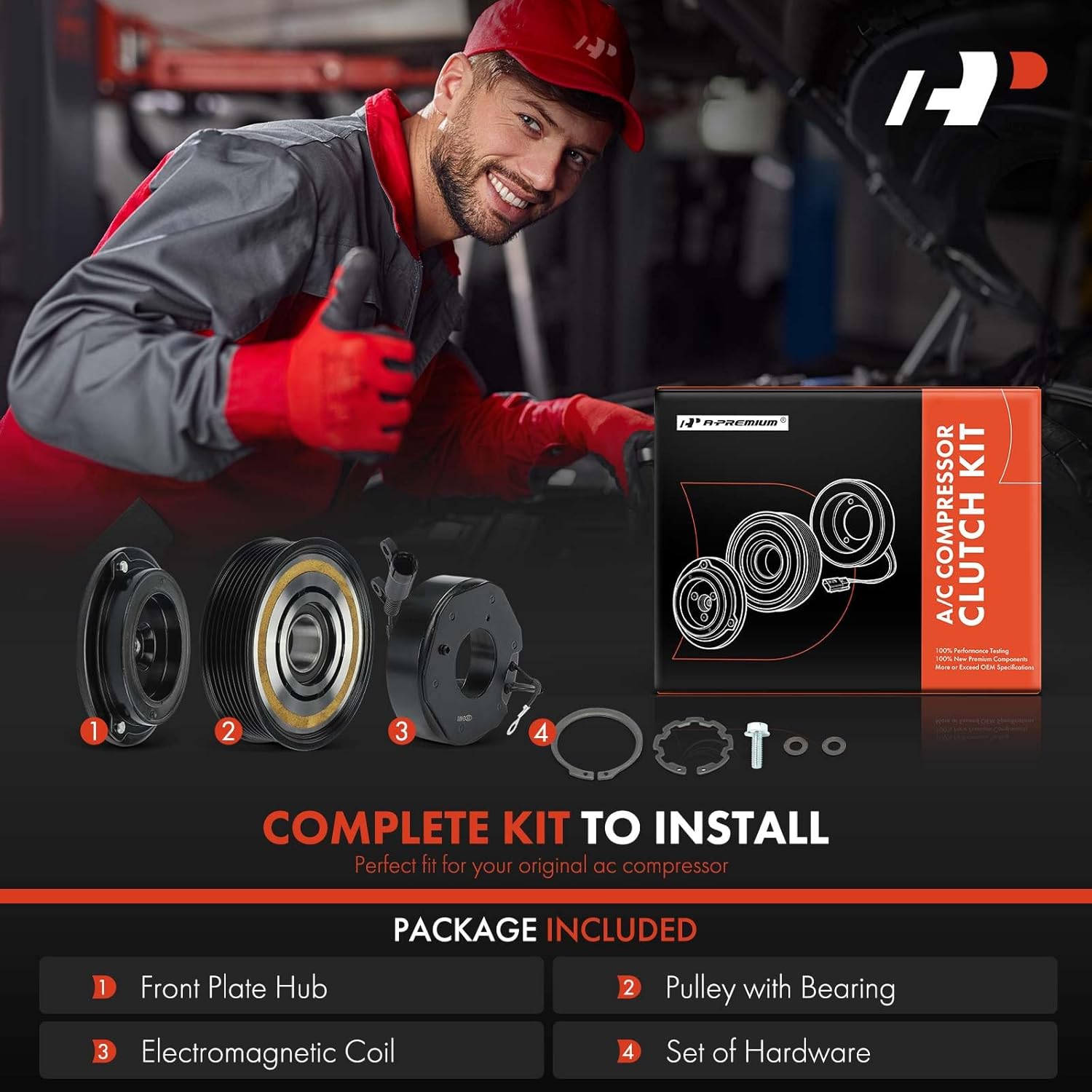 A-Premium Air Conditioner AC Compressor Clutch Kit Compatible with Ram 1500 2014, 2500 2011-2023, 3500 4500 5500 2011-2022 & Dodge Ram 2500 3500 2010, 3.6L 6.7L, 8-Groove