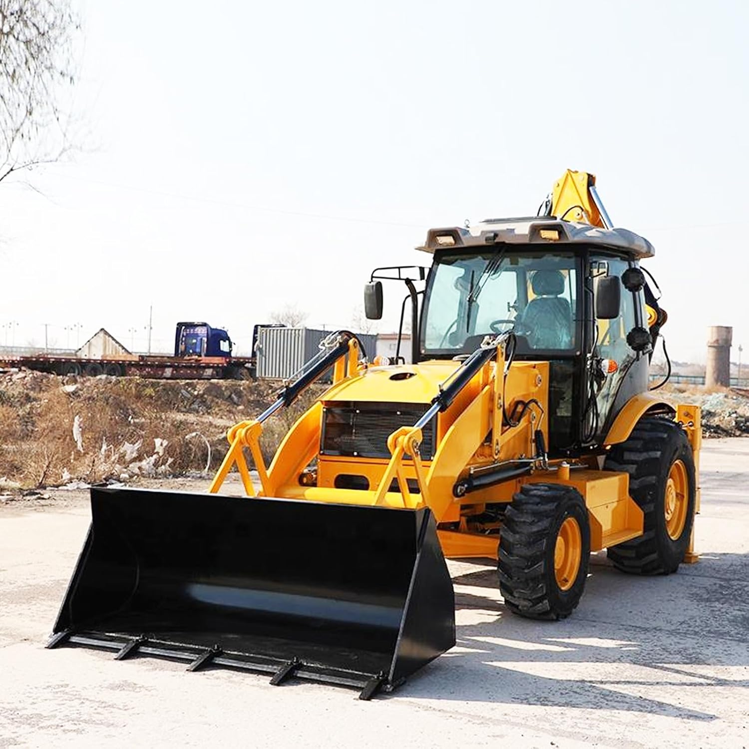 4WD Backhoe Loader with Hydraulic Excavator for Construction Projects – Efficient Front End Loader with Maximum Power for Agriculture, Construction, Land Grading Trenching Municipal Maintenance