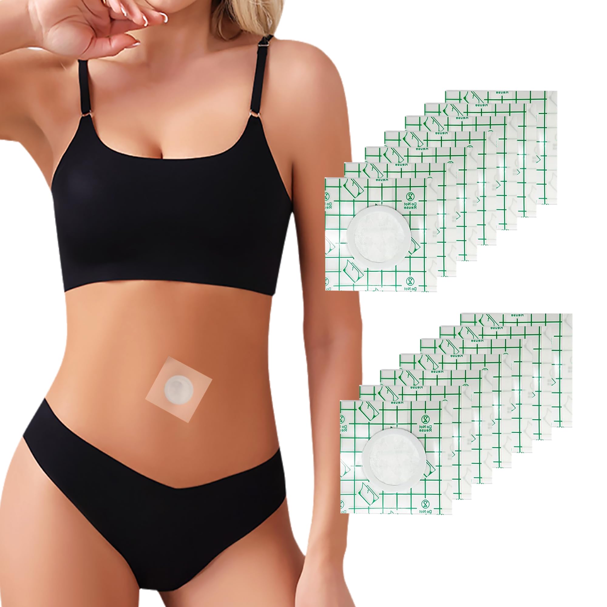16Pcs Disposable Castor Oil Patches Belly Button,High-Absorbent 3.2 x 3.2 Inches Castor Pack Wrap for Belly Button Self-Adhesive Easy to Use White (