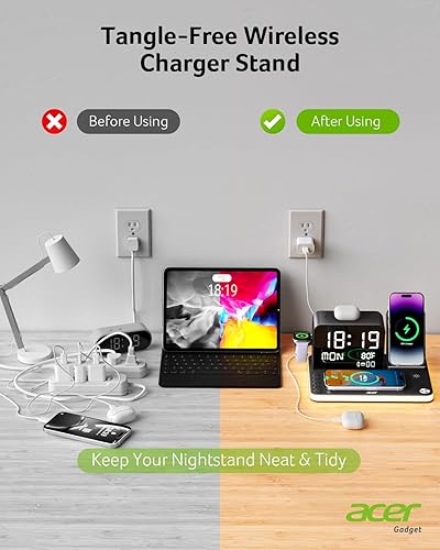 Miniatura 6 de acer Estación de carga inalámbrica 7 en 1 soporte de cargador para múltiples dispositivos para Apple - iPhone 16 15 14 13 12 Pro Max Apple Watch