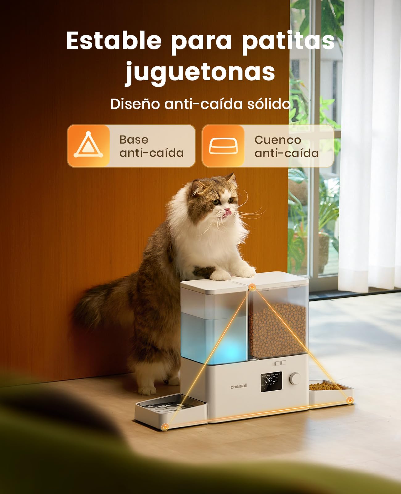 oneisall Distributore automatico per gatti e acqua, 36 tazze/8,5L, 2 in 1, per cibo pulito e acqua fresca, grande capacità, 5 l, dispenser di cibo per gatti e fontana a gravità da 3,5L per animali