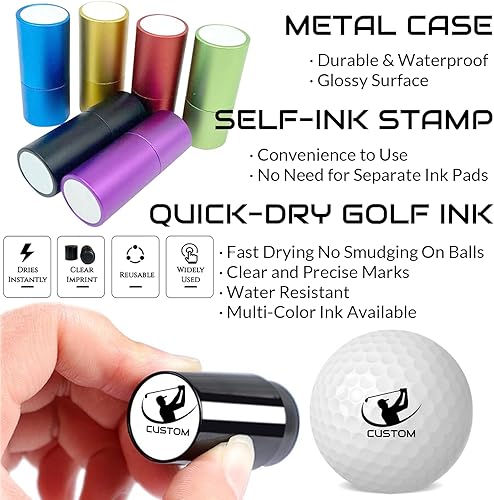 Miniatura 3 de ubjva Sello de pelota de golf, marcador de pelota de golf personalizado para identificar pelotas de golf, reutilizable, sello de bola autoentintado,