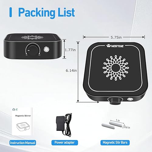 Vista 17 de Agitador magnético de 3000 rpm, placa de agitación magnética con barra de agitación, mini agitador magnético, capacidad máxima de agitación de 101.4