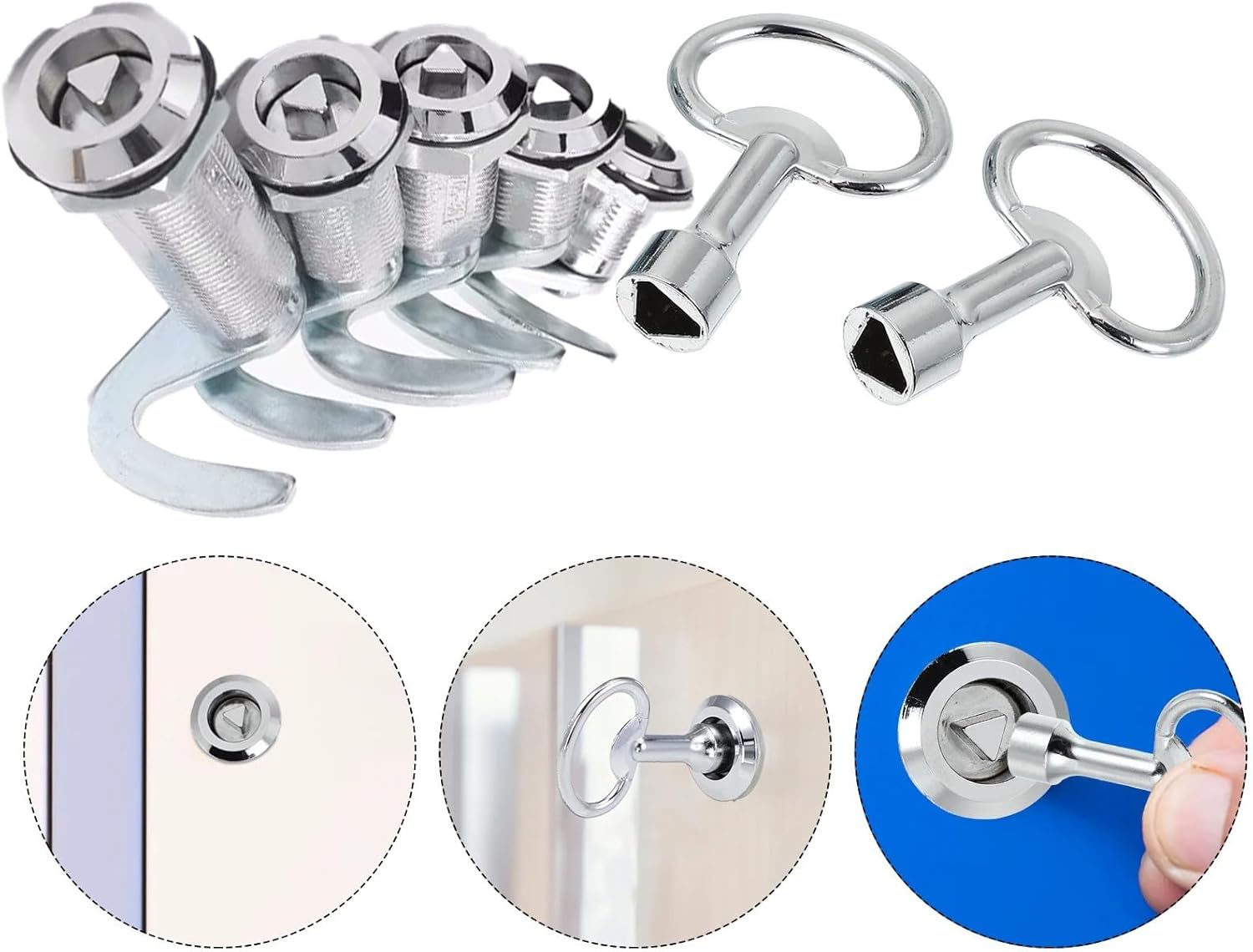 MS705 Zinc Alloy Body Lock Cerradura Triangle Solt Cam Adjustable Quarter Turn Locks Longer 1Pcs(36mm)