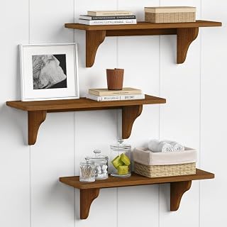 Forbena Wooden Floating Shelves for Wall Set of 3, 24 Inch Wall Shelf fo...
