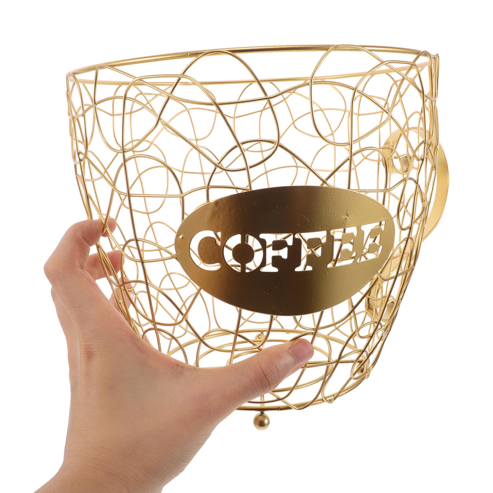 Porta Cialde di Caffè in Ferro Dorato a Forma di Coppa Elegante e Multifunzionale, Design Salvaspazio, Organizer per Cucina e Bancone Bar