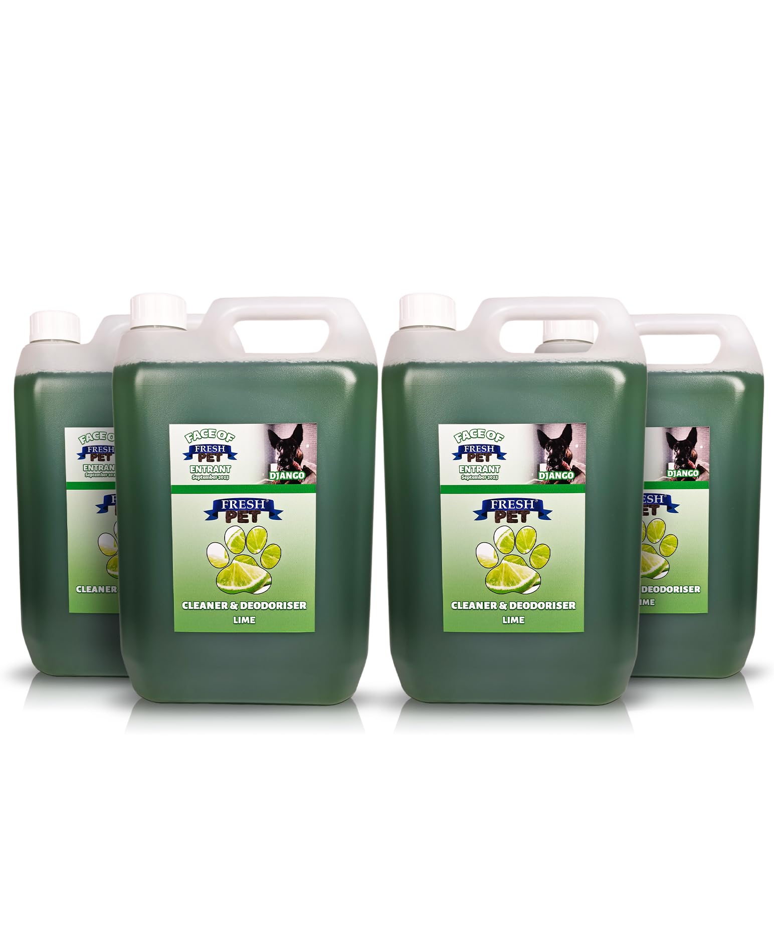 FRESH PET CLEANER DISINFECTANT KENNEL/CATTERY PRE FILLED 5L x 4 (Lime)