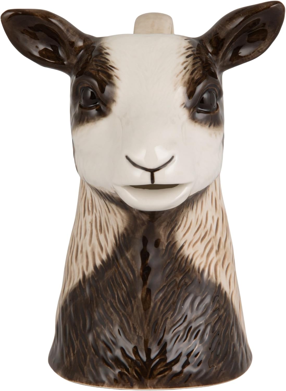 Creative Co-Op 12-Ounce Stoneware Goat Shaped Pitcher, Brown and White