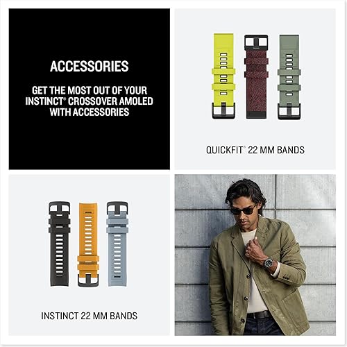 Miniatura 6 de Garmin Instinct Crossover AMOLED, resistente reloj inteligente híbrido con GPS con manecillas de reloj analógicas y pantalla AMOLED brillante,
