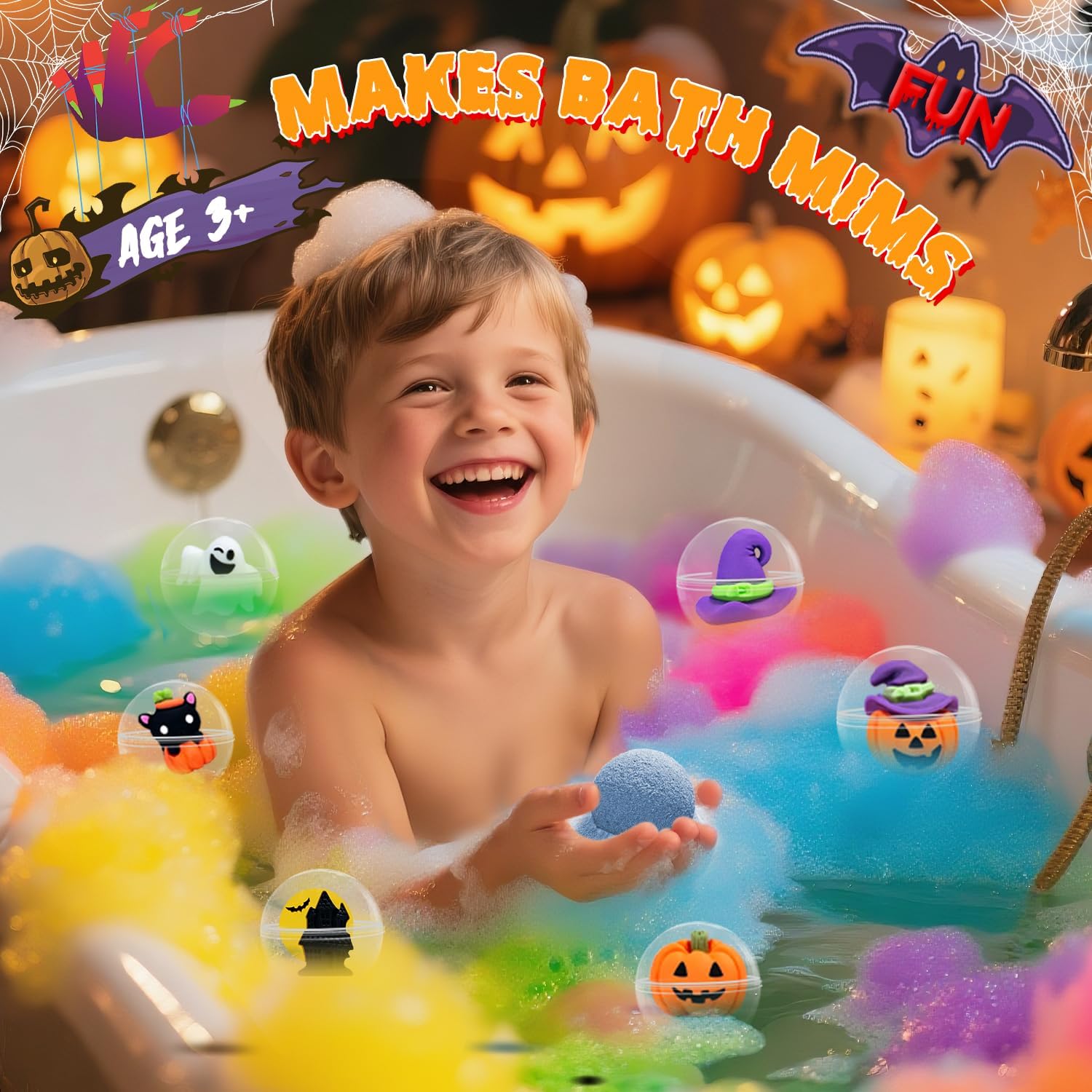 Easter Bath Bombs for Kids, Easter Basket Stuffers for Teens, Set of 6 Organic with Surprise Toys Inside, Gentle Formula Creates Rainbow Bubbles, Perfect Birthday Gifts for Children Girls Boys