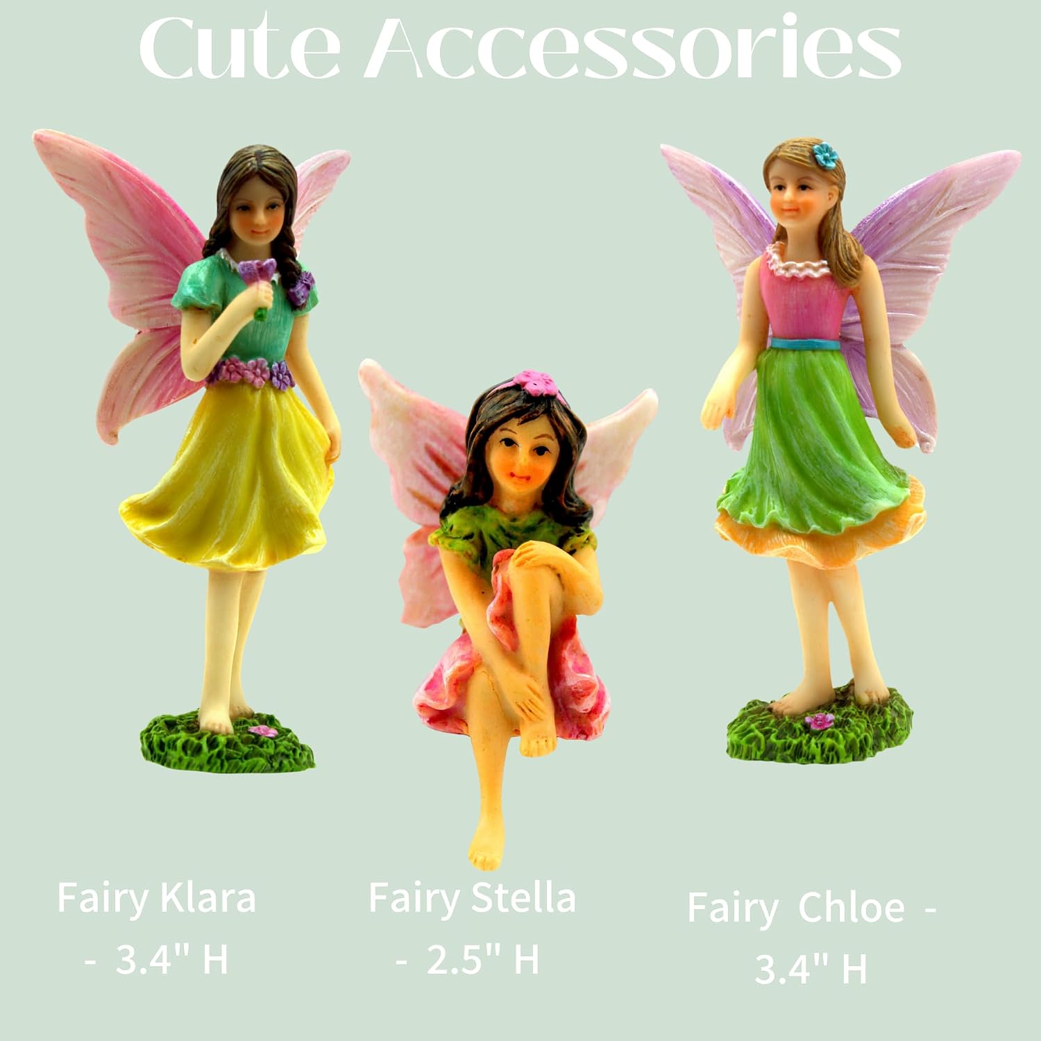 PRETMANNS Fairies for Fairy Garden Accessories Outdoor, 3 Piece Fairy Set image 5