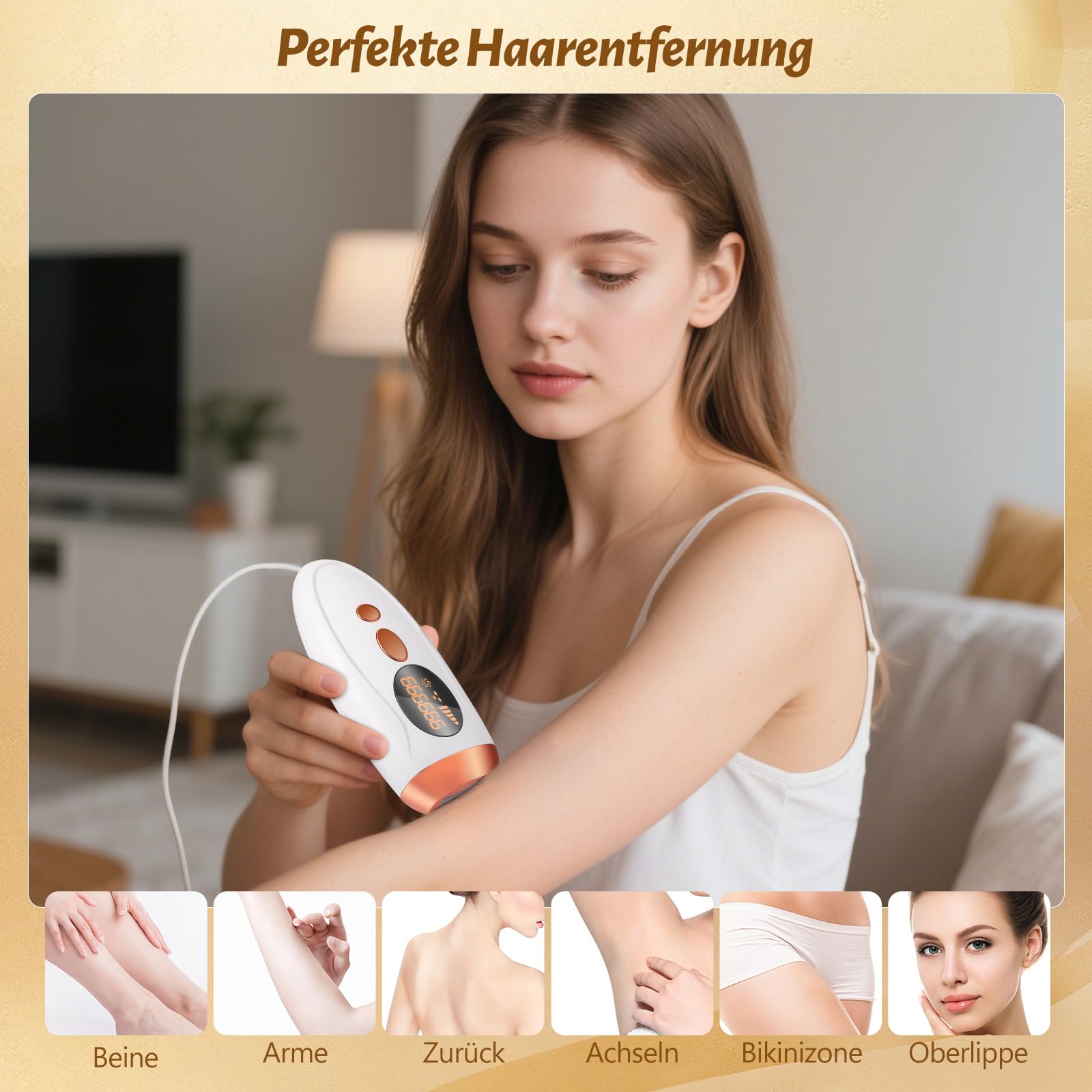 IPL Depilazione - Depilazione indolore e permanente con luce pulsata intensa (IPL) per viso e corpo, ideale per uso domestico, bianco