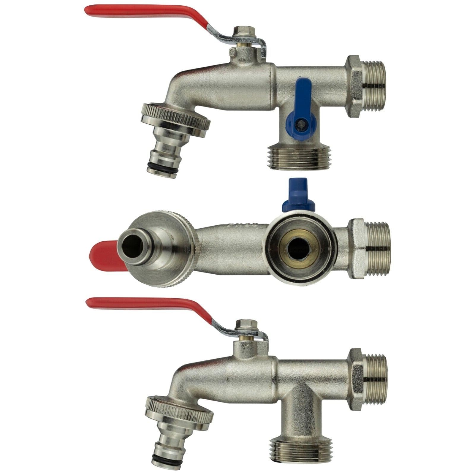Garden Outside Tap 1/2 & 3/4 Quick Connector Hose Plug Various Models Lever (Double Lever tap (Quick Connector), 3/4")