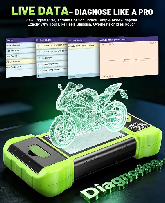 Motorcycle Scanner Diagnostic Tool with Printer, Oil Service Reset, M300