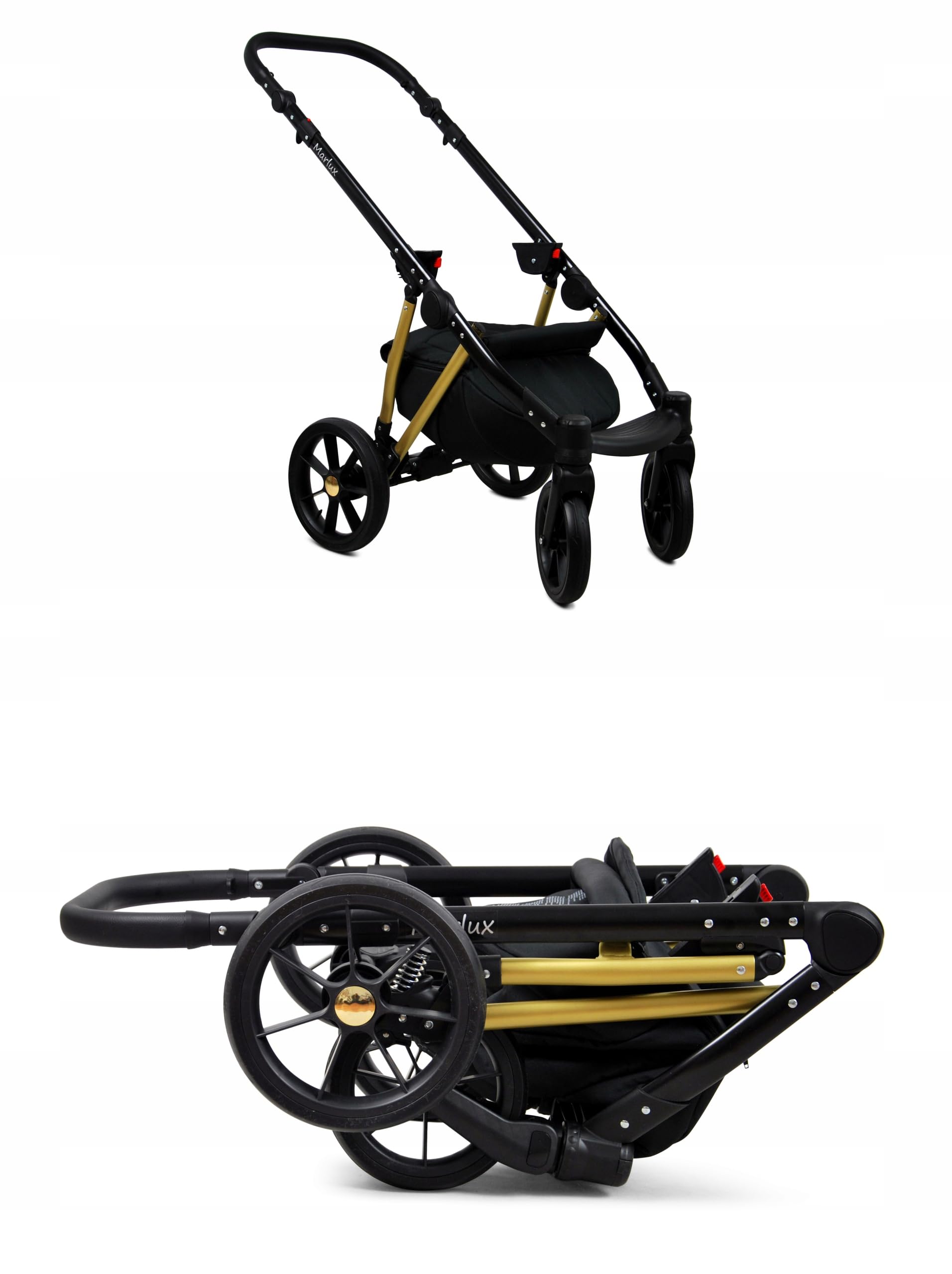 BabyLux® Enfant Poussette Combinée Set 3 en 1 - Marlux Magnetic - incl. Nacelle, Canne, Siège de voiture - Siège Auto - Pliable - avec Sac à langer, Habillage pluie, Moustiquaire etc.