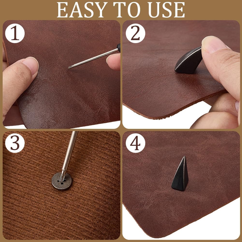 Metal Horn Cone Punk Spikes Studs Kit Dragon Claw Spikes Screwback Rivets Alloy Buckle Back Buttons Decorative Rivets for Clothing Shoes Bags Belt Hat Leather Crafting(Black)