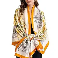 Large Silk Shawl Scarf for Women-Lightweight Satin Long Wrap Silky Fashion Neck Scarf Hijab Headscarf Sun Cover Shawl